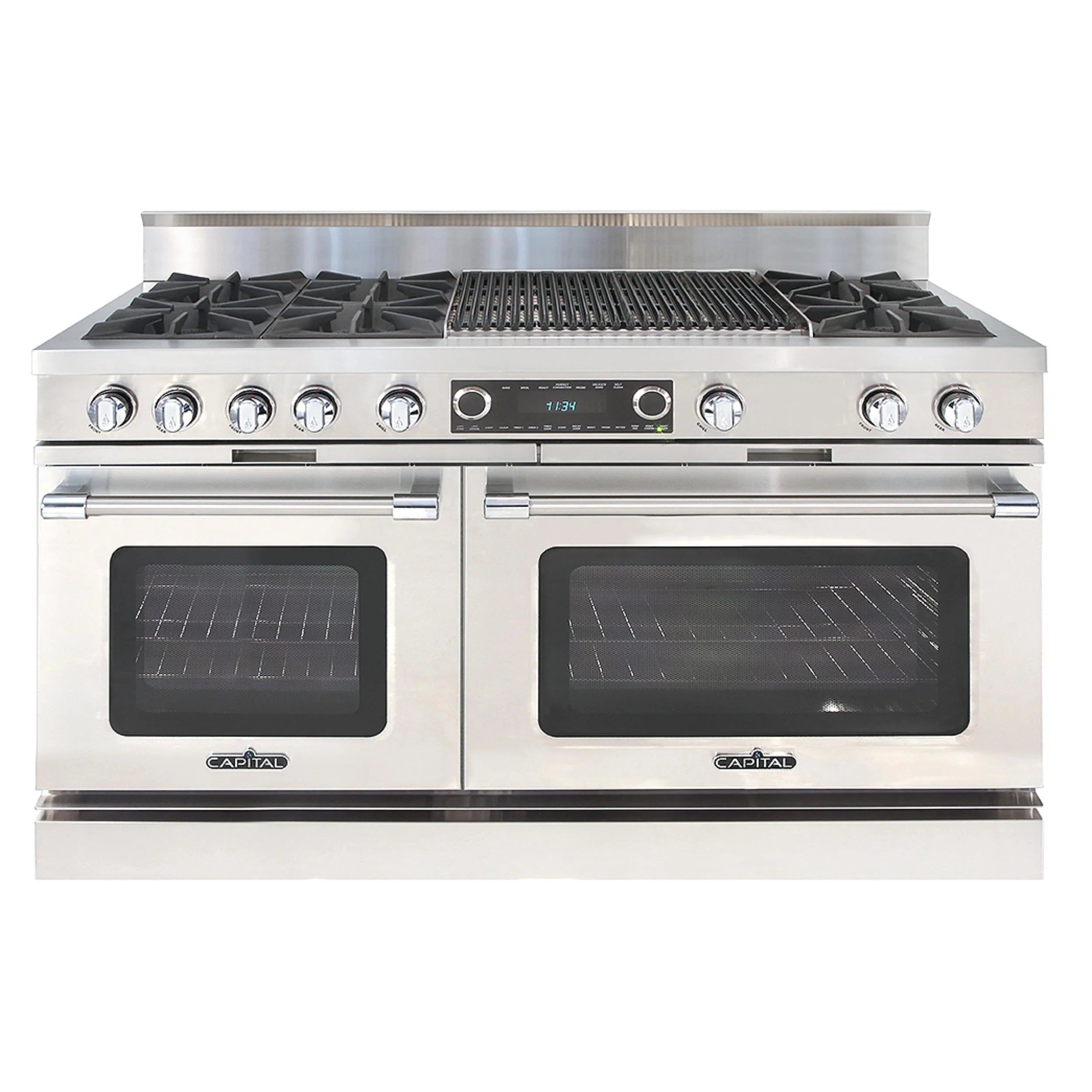 Capital 60-Inch Grand Chef Dual Fuel Range in Stainless Steel with 6 Open Burners & 24-Inch Grill in Stainless Steel (COB604BB2)