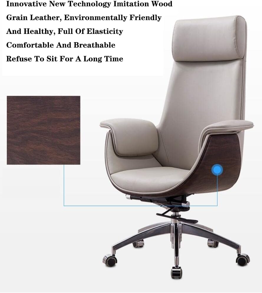 Posture Ergonomic Pu Leather,Managerial Computer Desk Chair Flip Up Armrest Big Tall with Adjustable Lumbar Support High Back Executive Task Swivel Leather Chair Comforta,Black