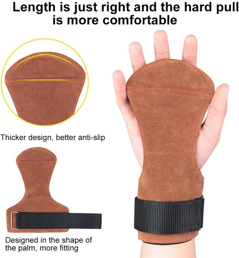 1 Pair Leather Anti-Skid Hand Grip Weight Lifting Wrist Palm Guard Gloves Fitness Equipment Accessories