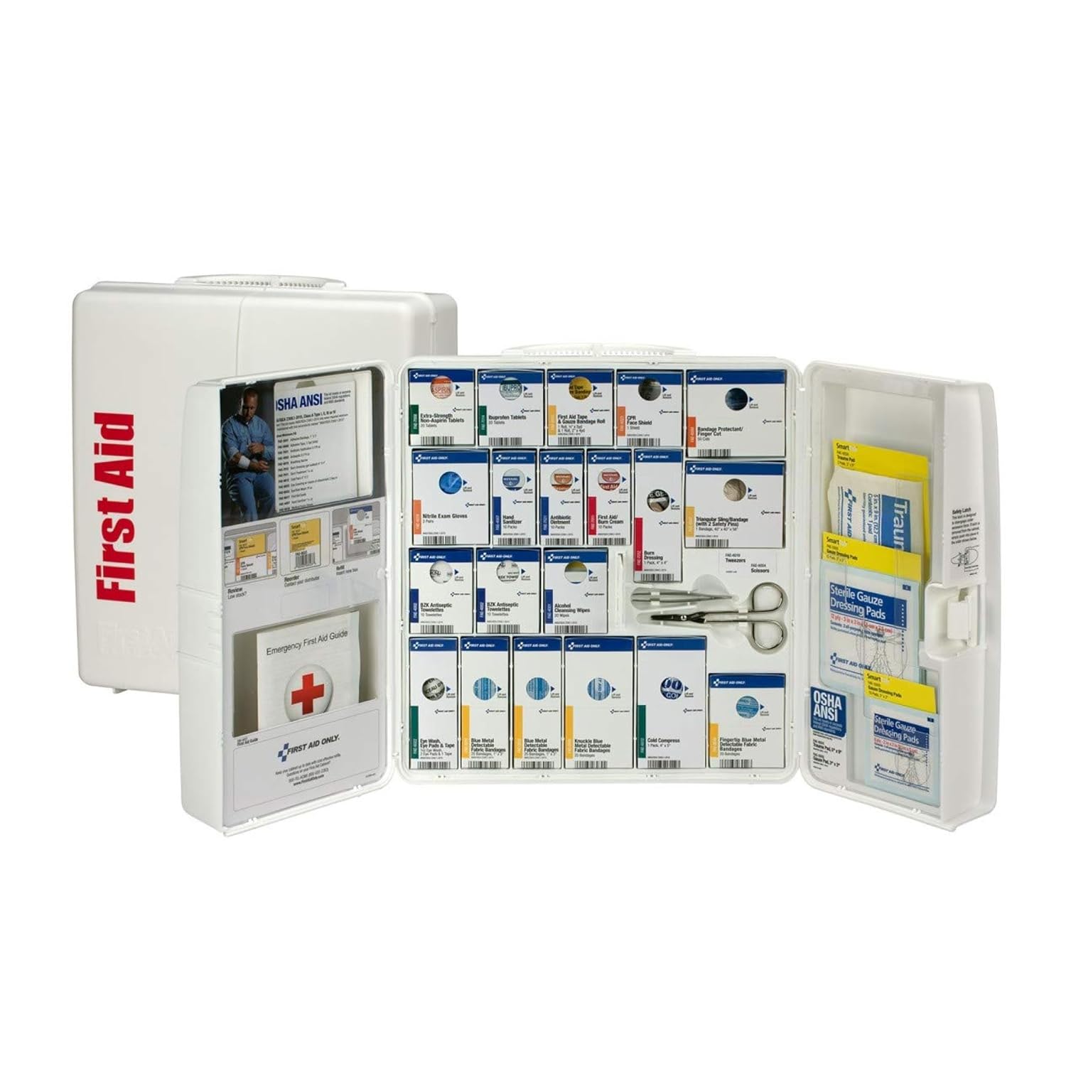First Aid Only 90659 SmartCompliance 50-Person ANSI 2021 A and OSHA Compliant First Aid Kit for Restaurant Kitchen, Cafeteria, and Other Food Service Venues, Plastic Large First Aid Cabinet