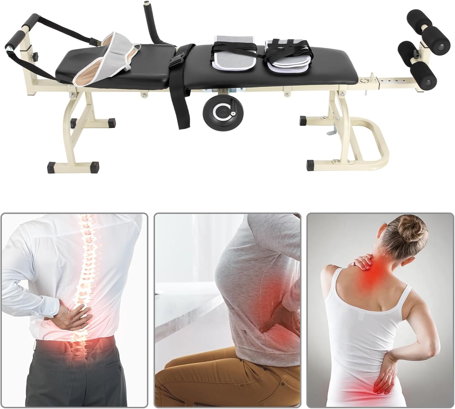 YIYIBYUS Traction Bed Folding Massage Bed Table Cervical & Lumbar Traction Bed 1.4m-1.9m, Spine Cervical Stretcher Vertebra Lumbar Spine Massage for Shoulder Acid Hands & Feet Numbness