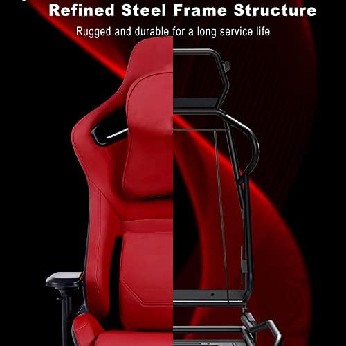 Gaming Chair Ergonomic Gaming Table Chairs Pu Leather Office Desk Chair with 4D Armrests, Height Adjustable, 180O Reclining Backrest, Comfortable Lumbar Support and Headr,Red