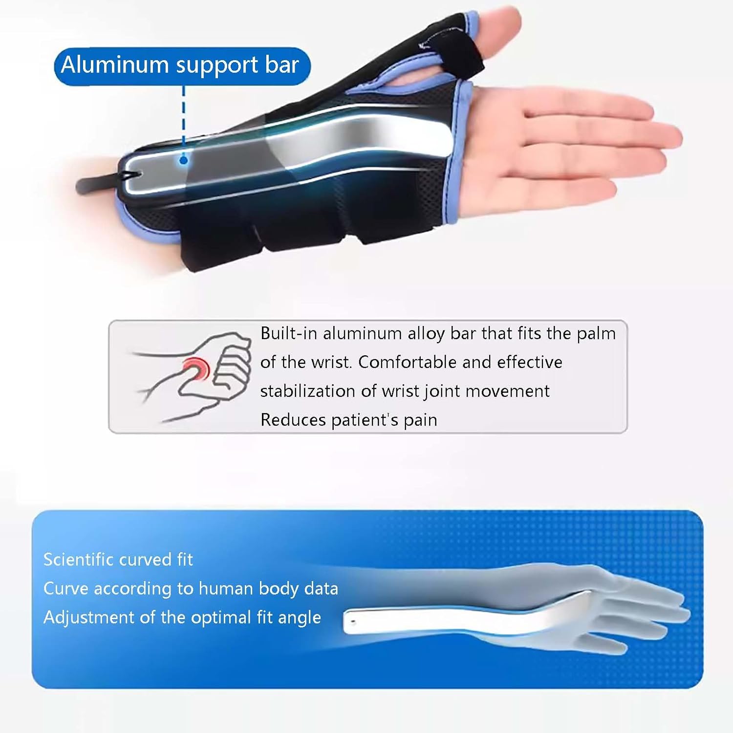 HAILM Thumb Brace with Metal Splints, Breathable Wrist Brace Carpal Tunnel, Fits Men and Women, Help Relieve Joint Pain, Arthritis, Tendonitis, Wrist Fractures/Sprain,Left hand,S