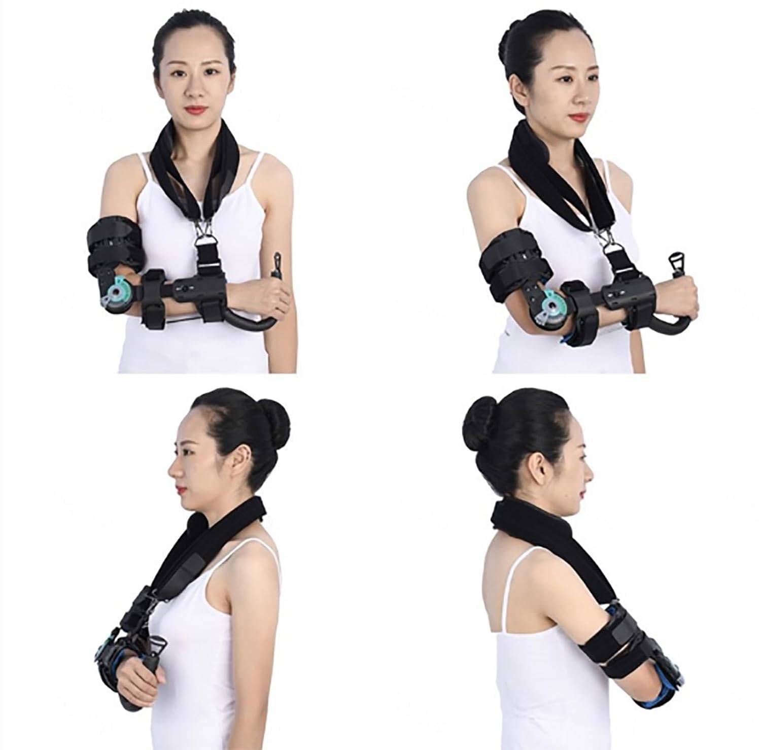 Hinged Elbow Brace, ROM Adjustable Splint & Shoulder Strap with Sling Stabilizer,Men & Women Post Tendon Injury & Surgery Pain Relief Recovery,Dislocated Arm,Left (Right