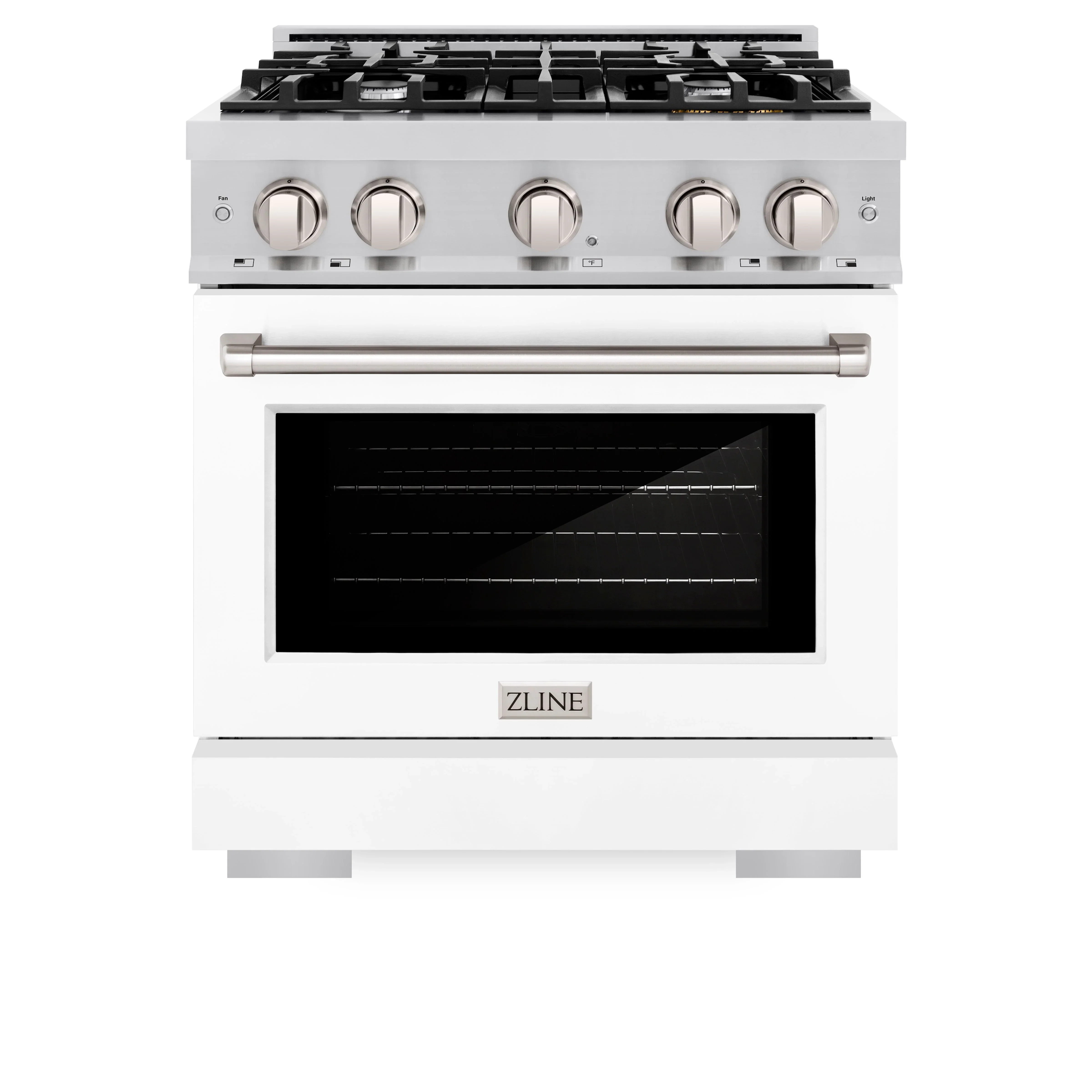 ZLINE 30-Inch Select Series Gas Range with 4 Gas Burner Cooktop and 4.2 Cu. Ft. Gas Convection Oven in Stainless Steel with White Matte Door (HGR-WM-30)