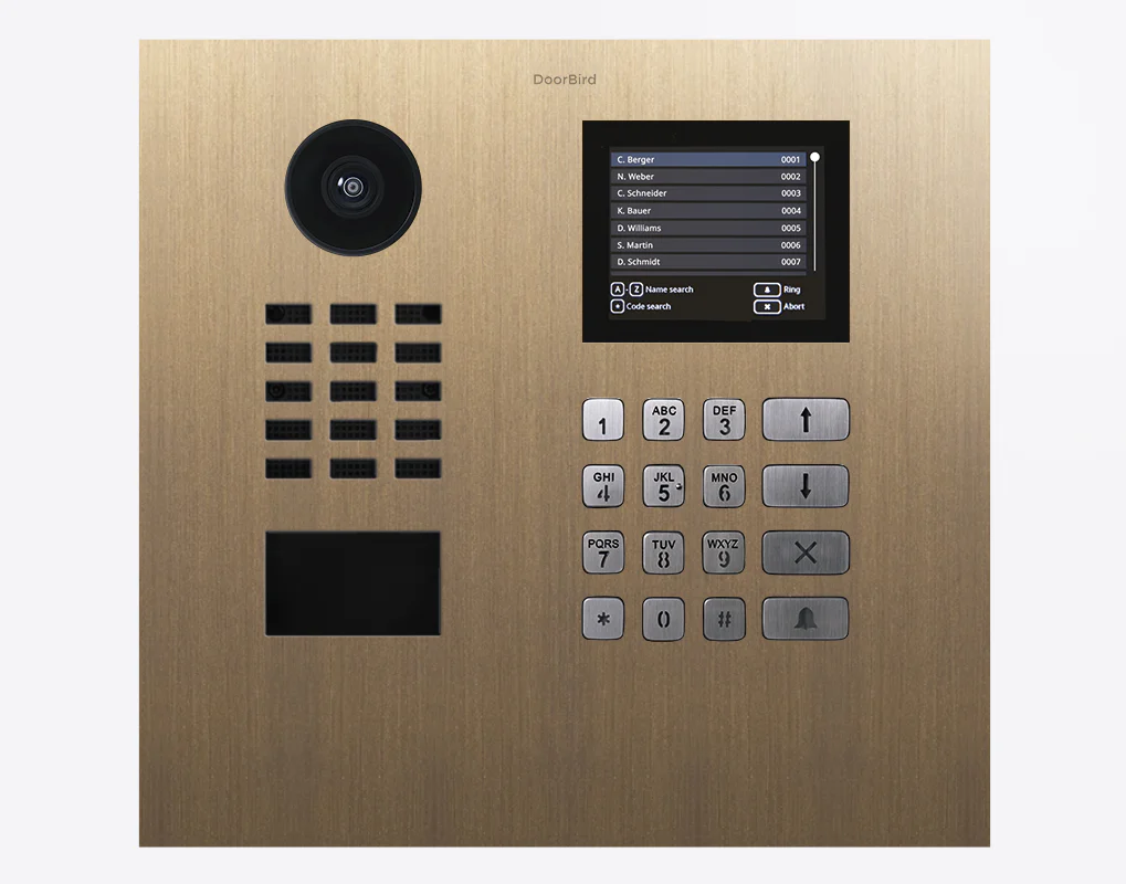 DoorBird D21DKH IP Video Door Station, Multi Tenant Residences Up to 500 Units in Real Burnished Brass