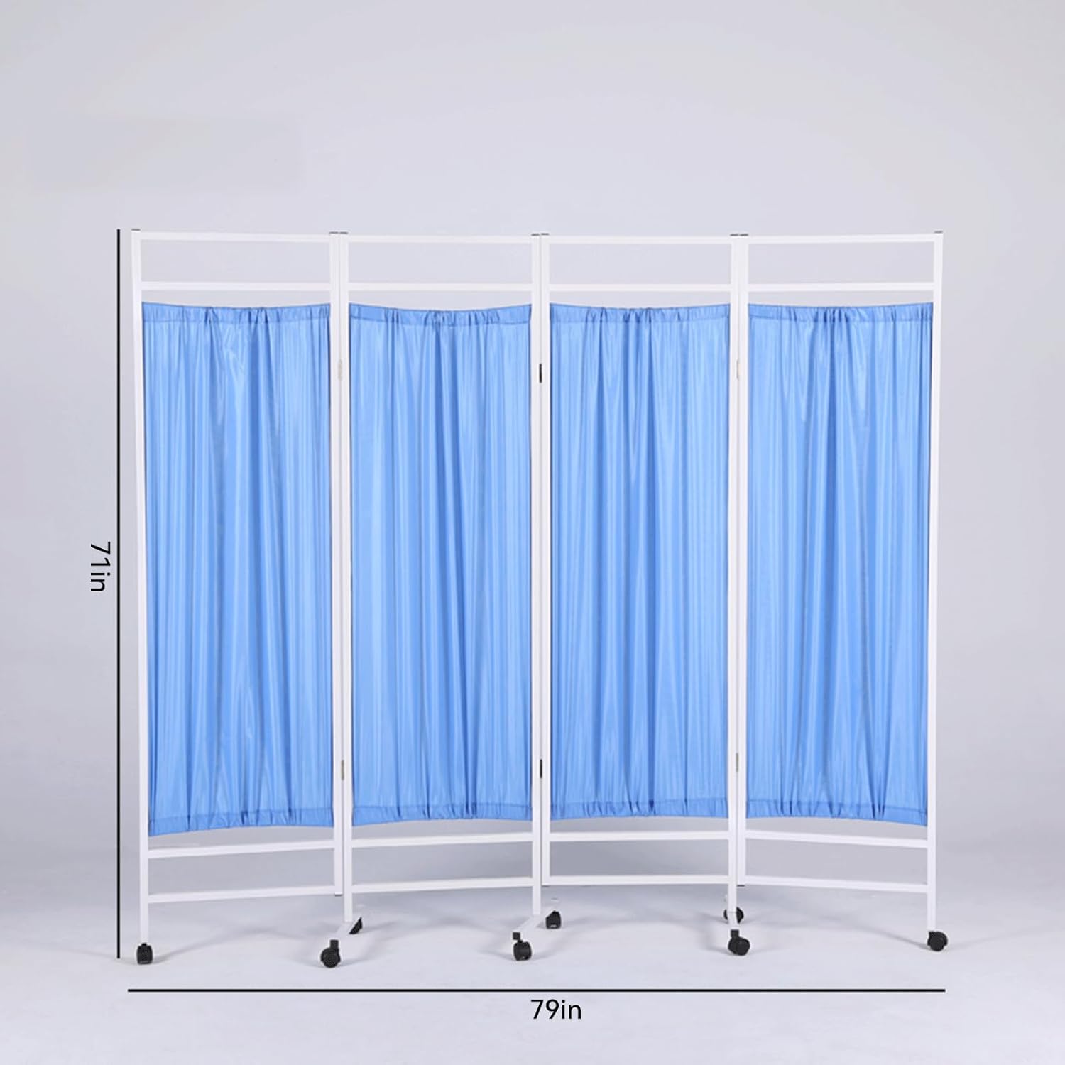 Rolling Medical Privacy Screen with Wheels – Flexible, Durable Room Partition (4, Blue)