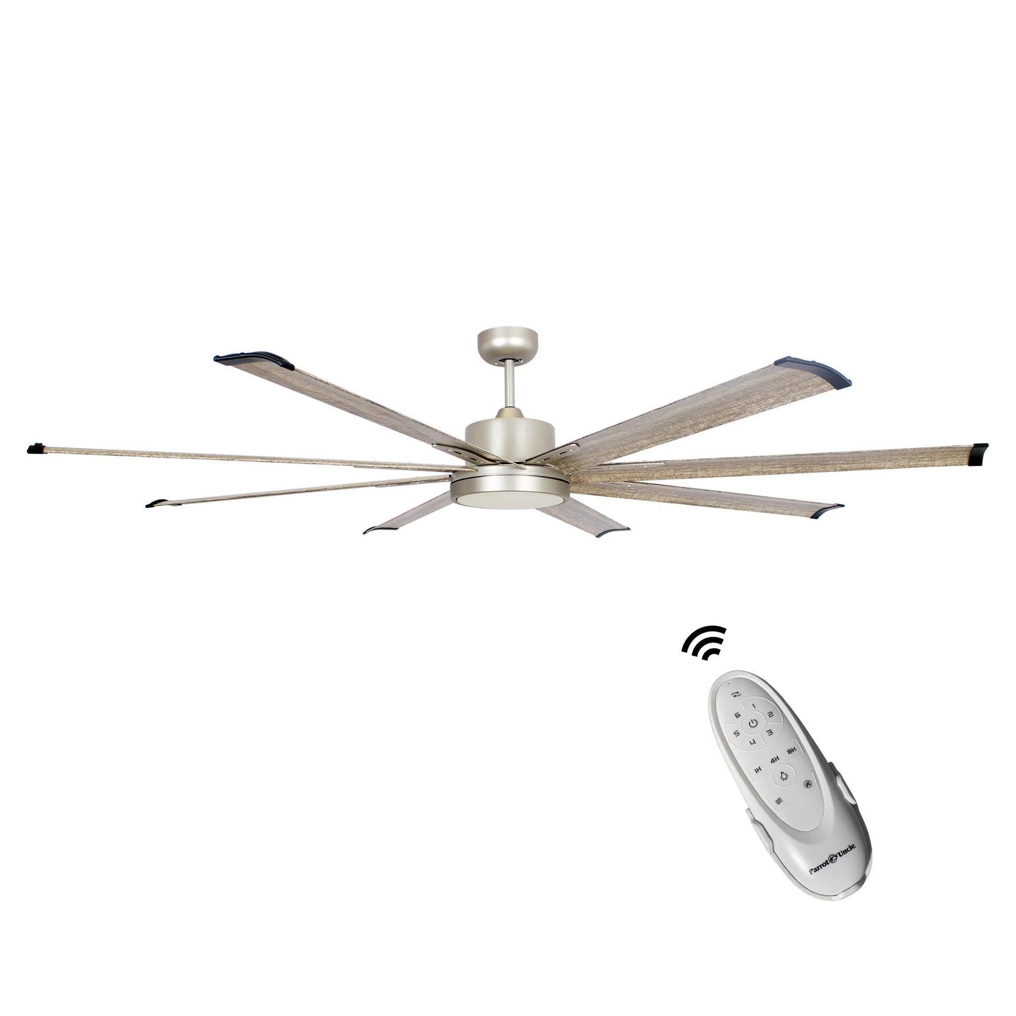 Parrot Uncle 72-Inch Bankston Modern Satin Nickel DC Motor Downrod Mount Ceiling Fan with LED Lighting and Remote Control (F8220110V)