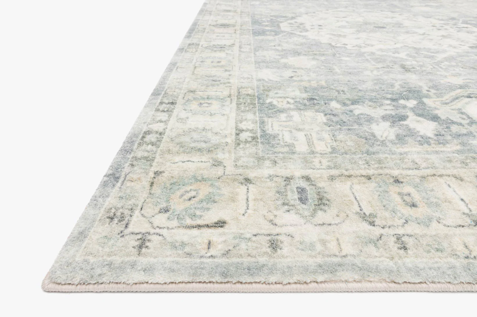 Loloi II Rosette Collection - Traditional Power Loomed Rug in Denim & Fog (ROS-07)