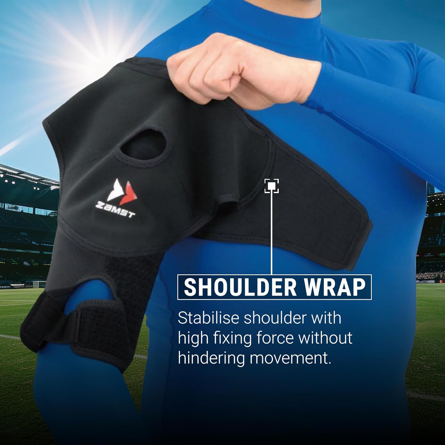 Zamst Shoulder Wrap Sports Shoulder Brace With Dynamic Stabilization For Shoulder Injuries-for Football, Volleyball, Tennis, Pickleball, Golf, Ice Hockey-Black