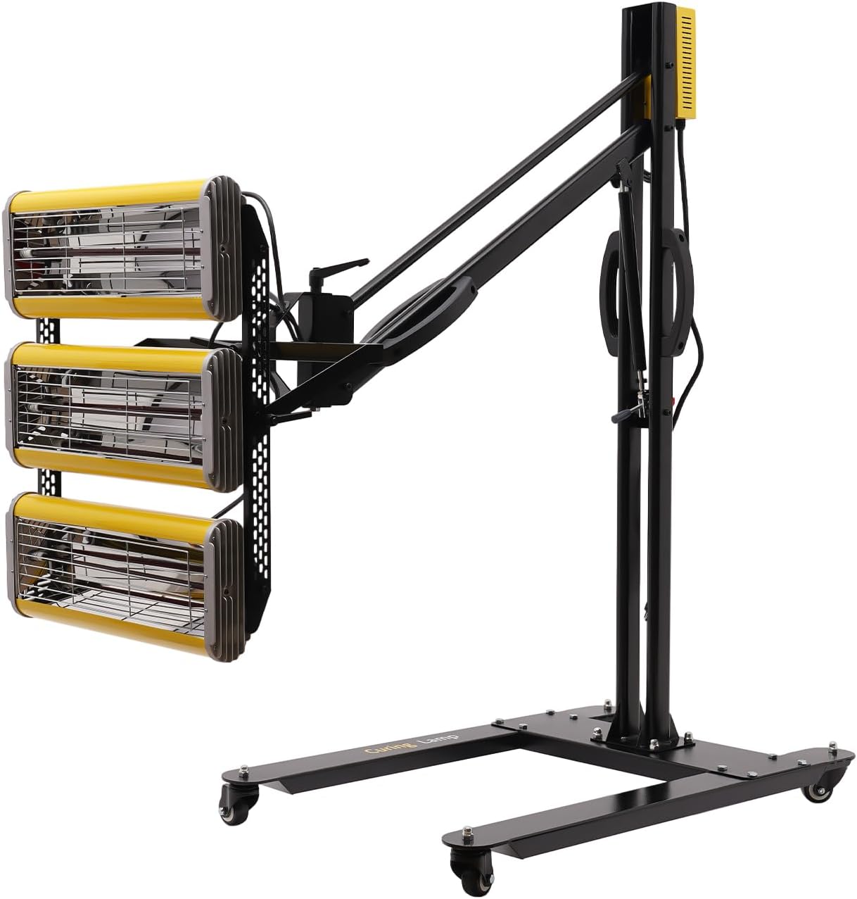 3900W Paint Baking Lamp with Hydraulic Lever, 180°Adjustable Support arm Automotive Baking Paint Lamp with Timer, Paint Curing Lamp for Spray Booths Car Bodywork Repair Tools