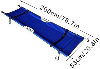 Folding Portable Stretcher, Aluminum Alloy Medical Stretcher with Rubber Handle, Oxford Cloth, 175kg Load Capacity, with Wheels for Hospital, Clinic, Home, and Outdoor Use