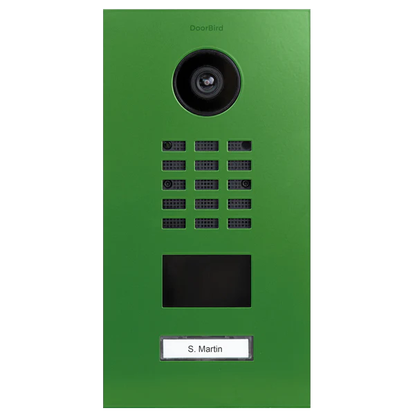 DoorBird D2101V IP Video Door Station, 1 Call Button in Yellow Green, RAL 6018
