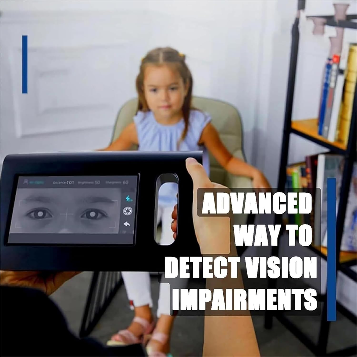 Ophthalmology Vision Screener, Portable Vision Screener, with 7-inch LCD Touch Screen, 98cm Measuring Distance/0-180° Axis Number/Data Storage, for Optic Ophthalmic Equipment.
