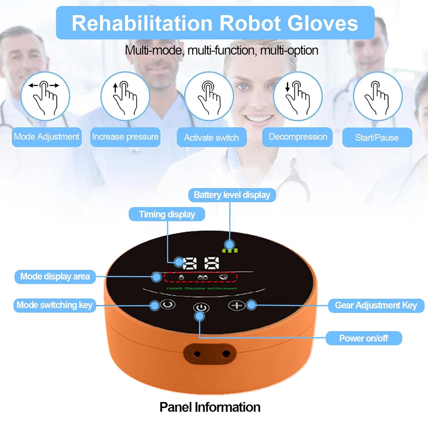 Wrist and Finger Training Robotic Rehabilitation Gloves, Finger Flexion Correction Hand Training Device Recovery Equipment, for Stiff Finger Joints and Pain(A:Left Hand B:Right Hand)