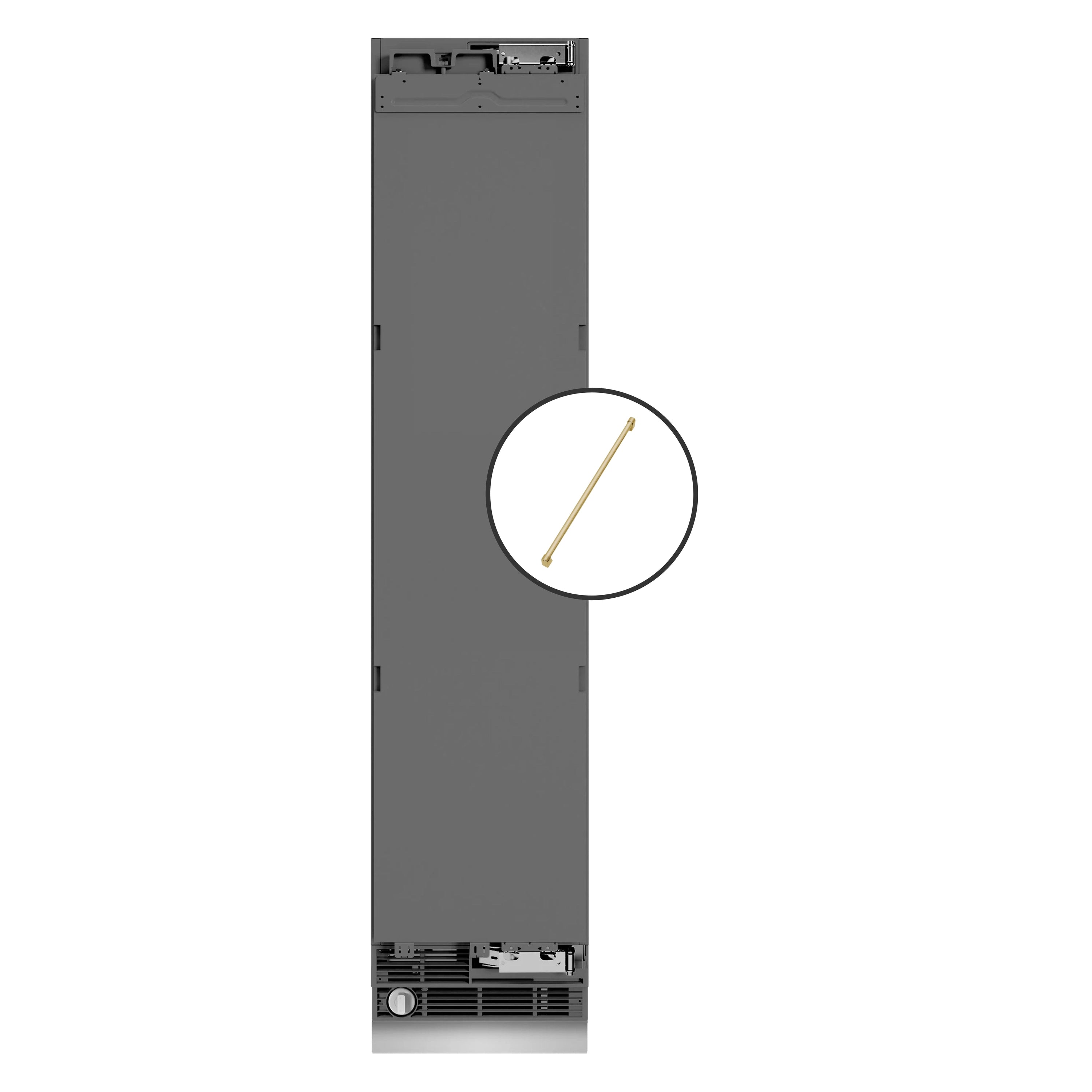 ZLINE Autograph Edition 18-Inch 8.6 Cu. Ft. Panel Ready Right Hinge Column Freezer with Graphite Gray Interior and Polished Gold Accents (RBCFVRZ-18-G)