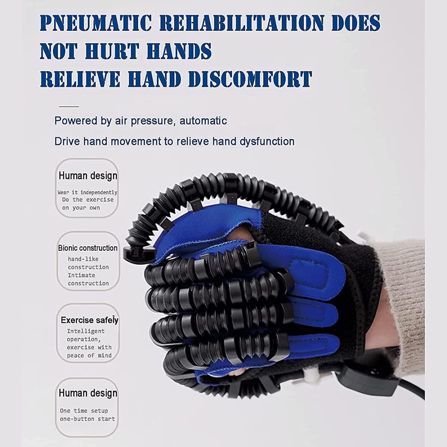Rehabilitation Robot Gloves, with Single Finger Training and Mirror Mode, Smart Chargeable Finger Training Rehab Orthotics, for hemiplegic Stroke Patients