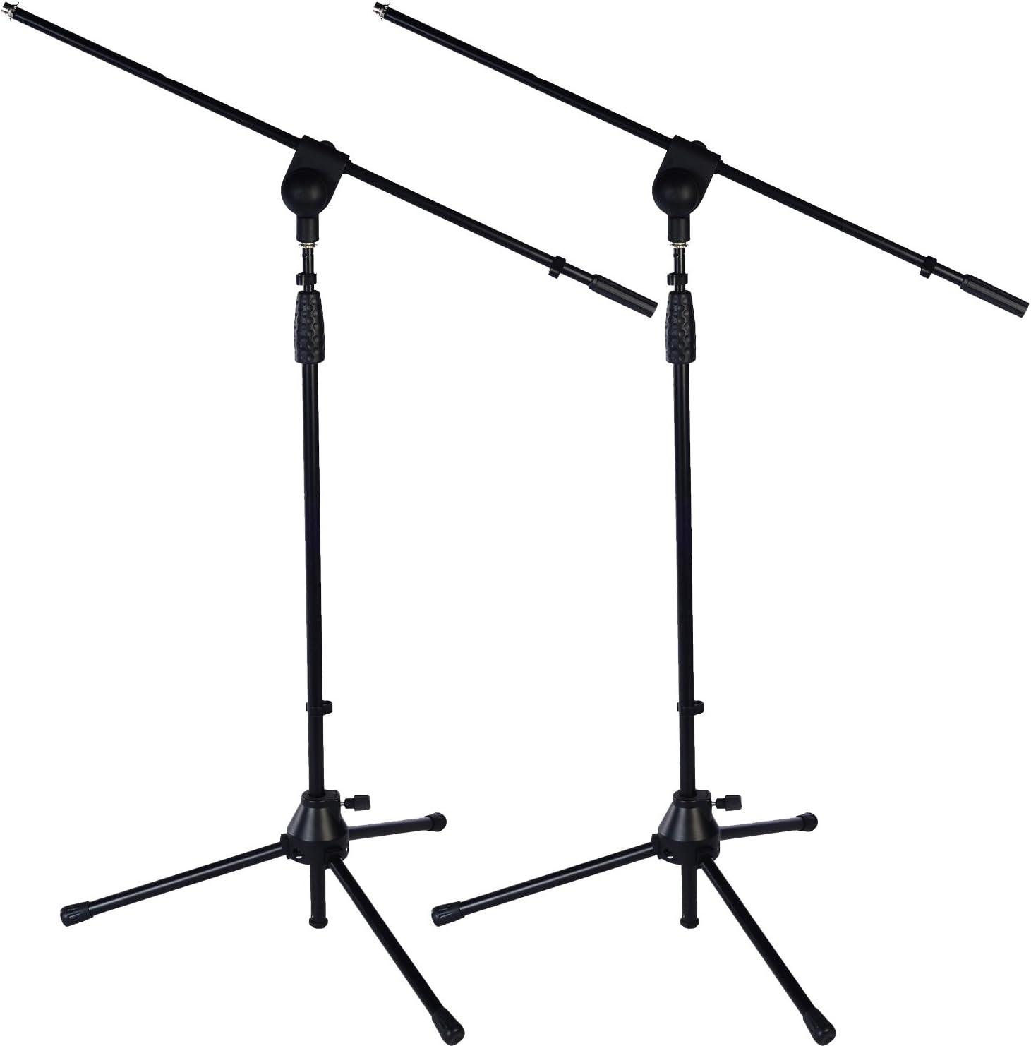 LyxPro Microphone Stand Boom Arm Tilting, Rotating Floor Podium Studio, Strong Durable 38.5 Inch - 66 Inch, Extends Arm to 29 3/8 Inch Comes With 3/8 Inch and 5/8 Inch - Mount Adapters (Pack of 2)