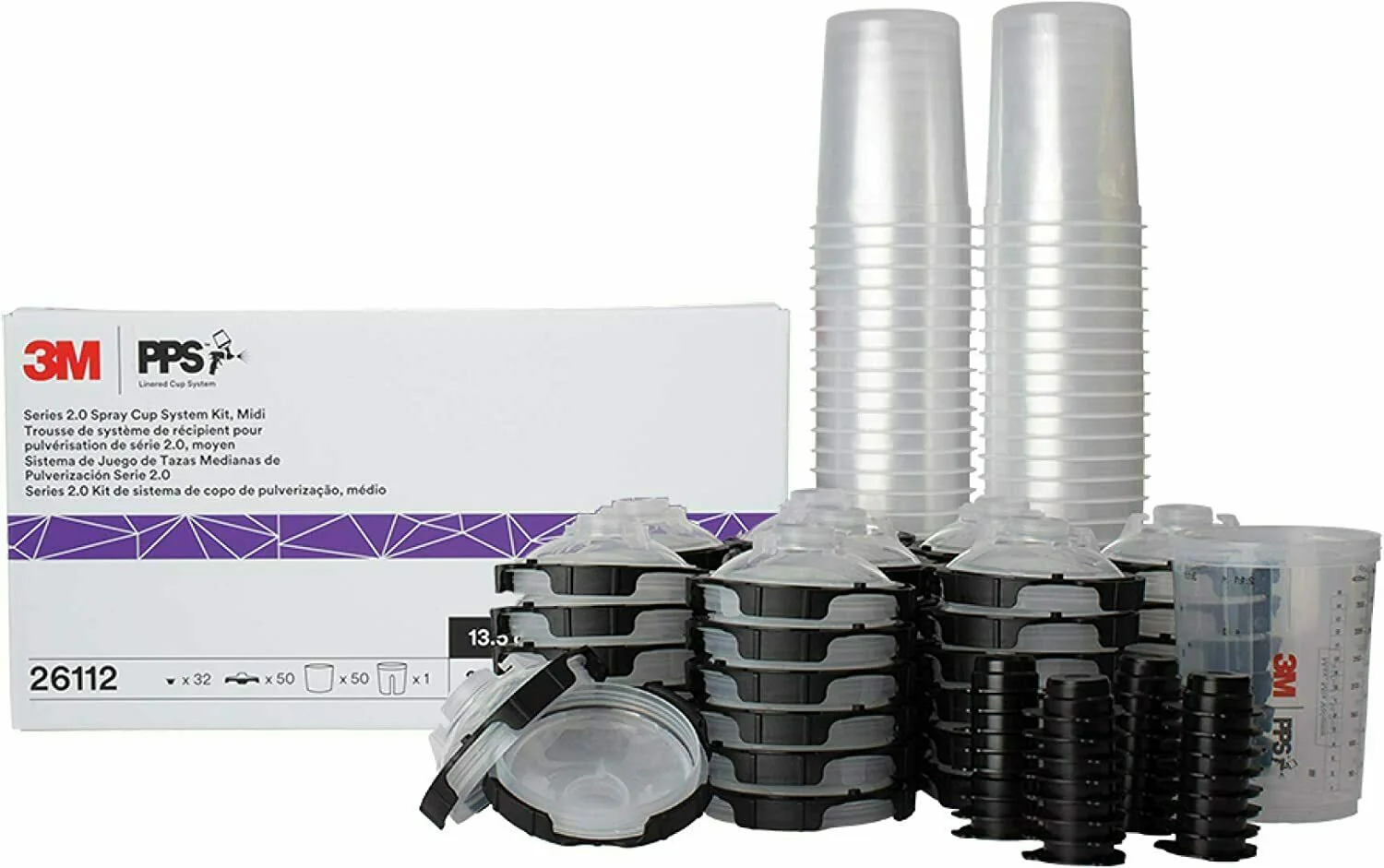 Fuji Spray Gun's 3M PPS 2.0 Midi Cup with Lids and Plugs
