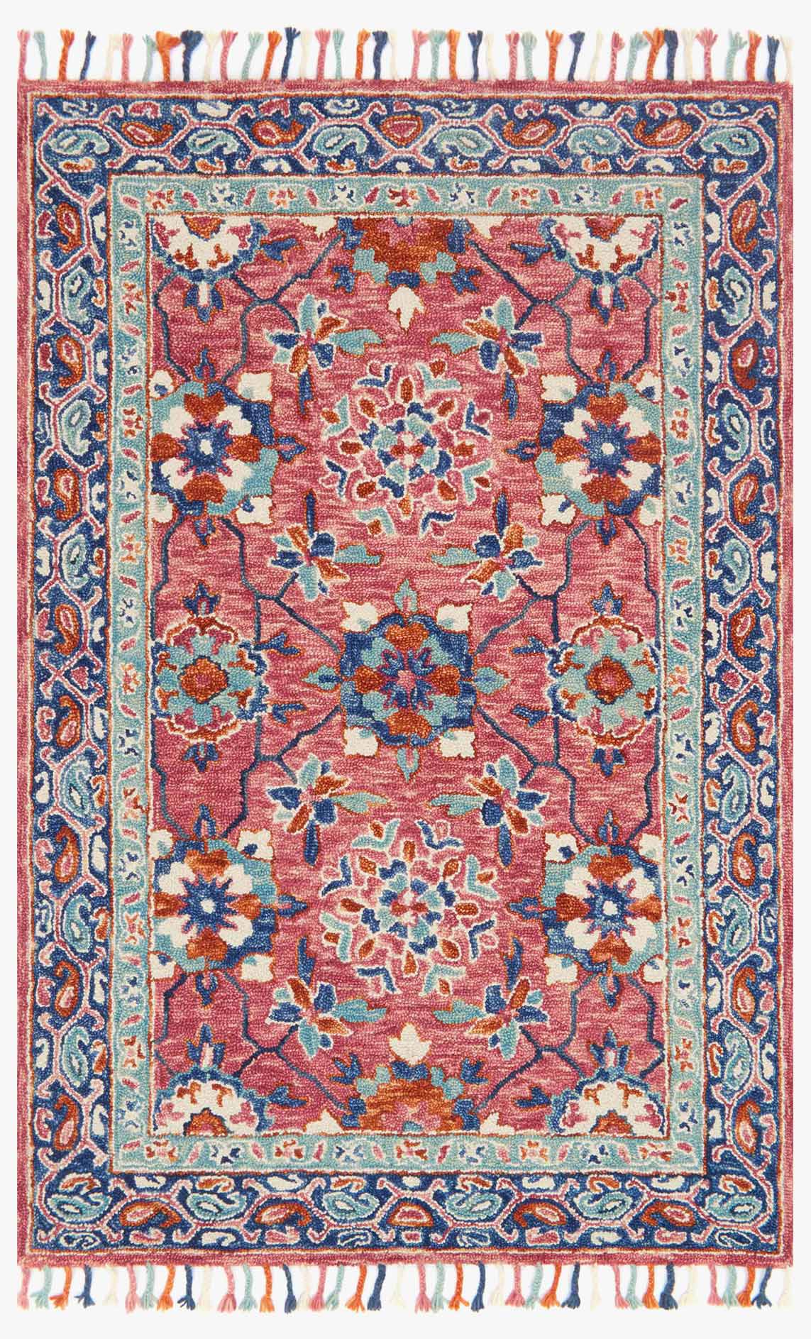 Loloi Zharah Collection - Transitional Hooked Rug in Rose & Denim (ZR-03)