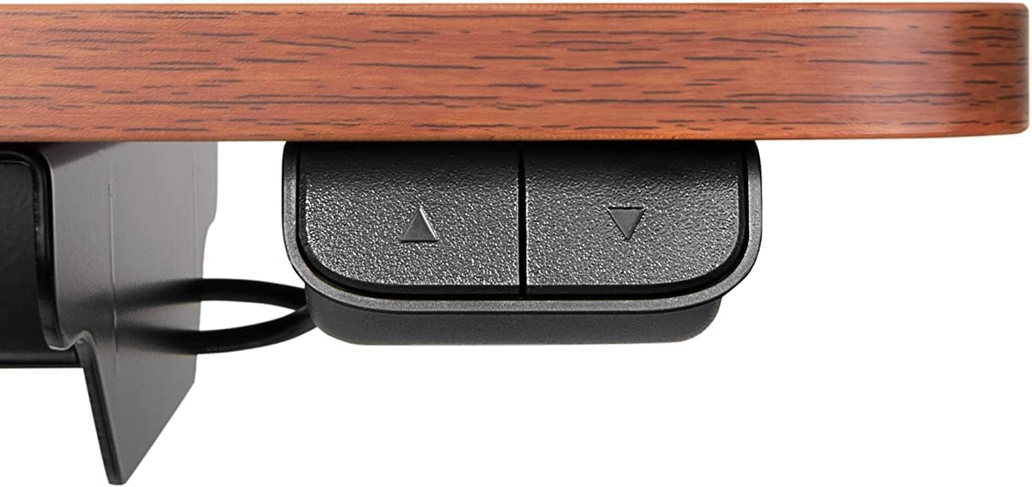 Vaunn Medical Electric Overbed Table Bedside Height Adjustable Table with Wheels (Electric-Powered, Hospital and Home Use) - Brown (Organic Modern)