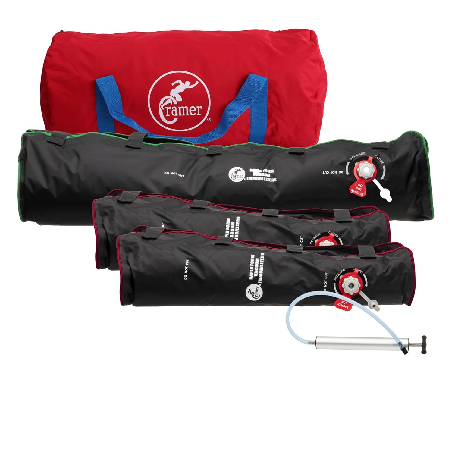 Cramer E3 Rapid Form Vacuum Immobilizer (Deluxe Set), Includes Carry Bag, Pump, 2 Arms & 1 Leg Immobilizer with Heavy-duty, Adjustable Hook and Loop Straps Secure Splint for Easy Set Up
