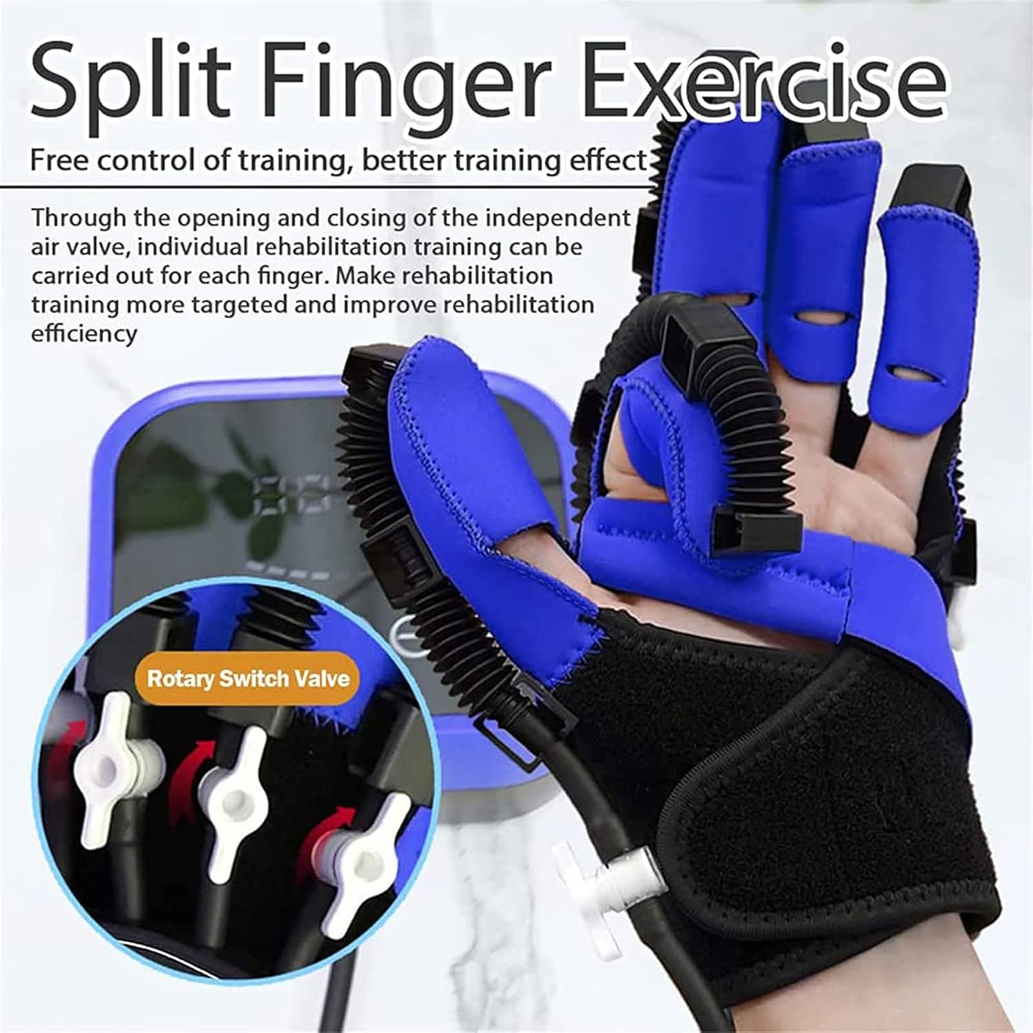 Rehabilitation Robot Gloves, Stroke Hemiplegia Hand Splint Finger Orthosis with Single Finger Training and Mirror Mode for Hand Dysfunction Patients