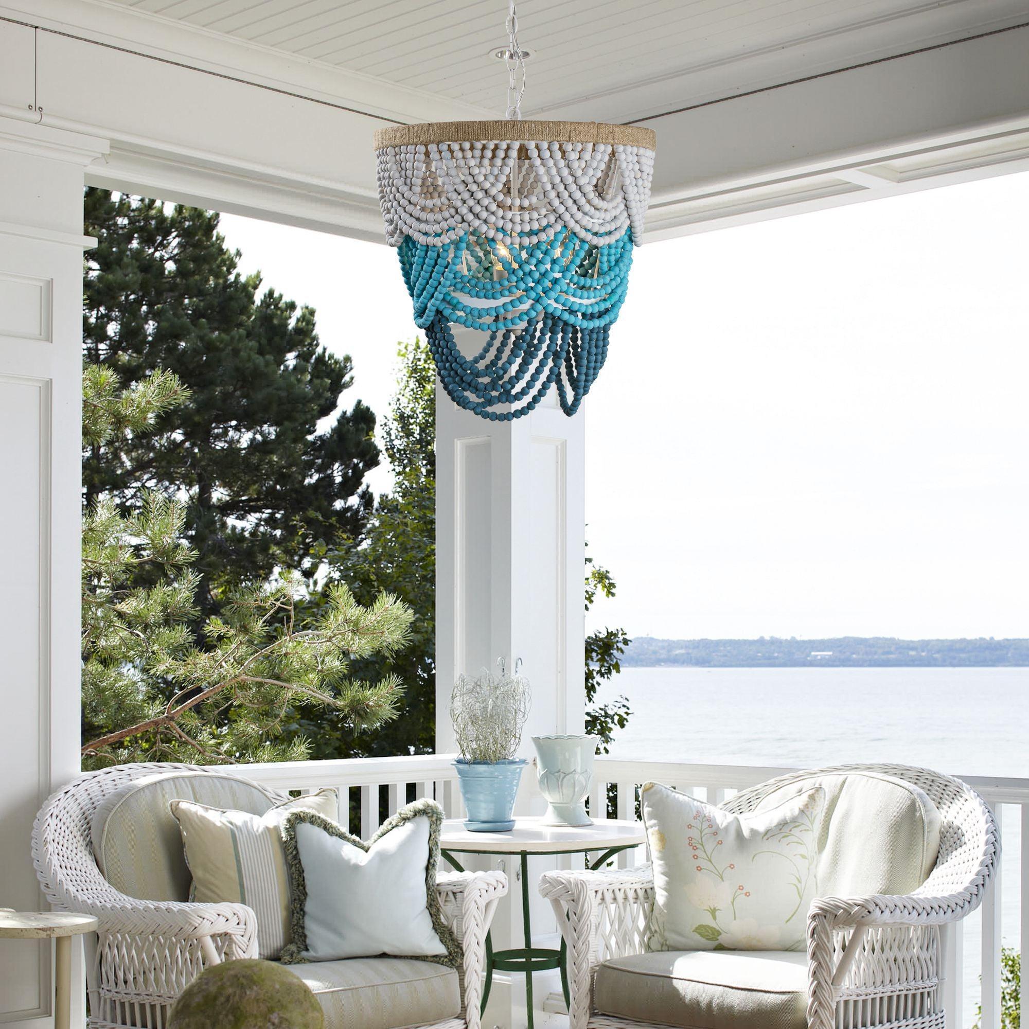 Parrot Uncle Hatfield 4-Light Bohemia Style Wood Beaded Chandelier