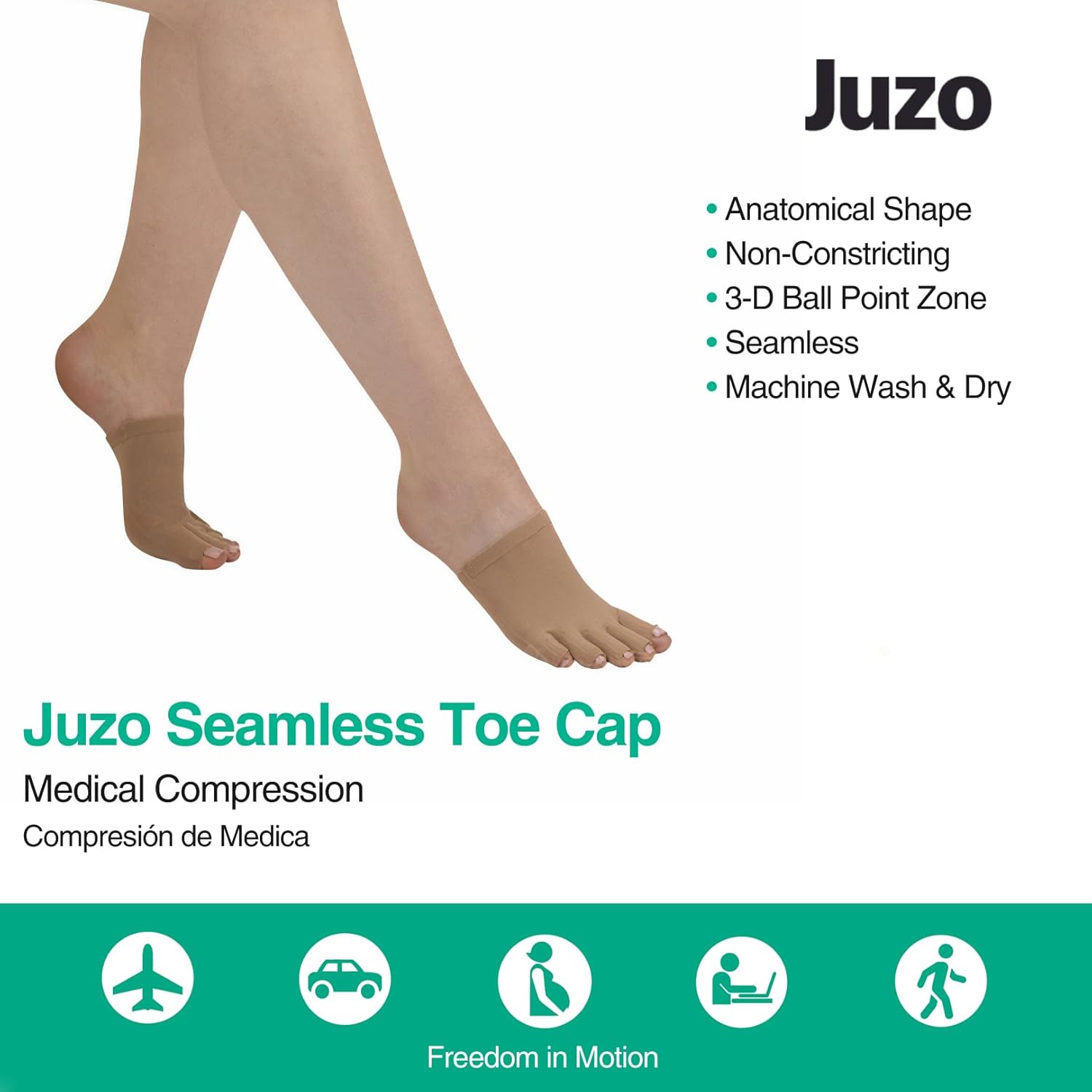 Juzo Seamless Compression Toe Cap, 20-30 mmHg | Compression Socks for Men/ Women for Toe Alignment, Postoperative Care, Toe Protection, Corn and Callus Treatment