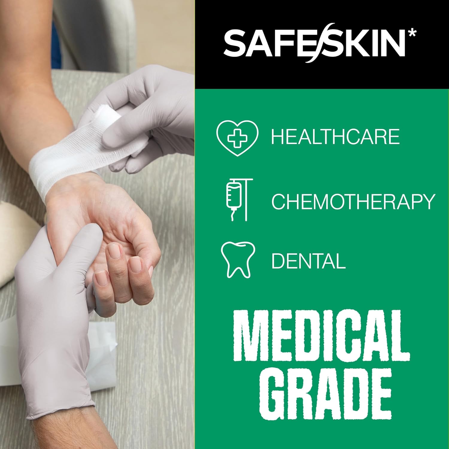 SAFESKIN Nitrile Exam Gloves Disposable - 3.5 Mil, Gray, Powder Free Gloves for Medical, Dental, Cleaning, Cooking