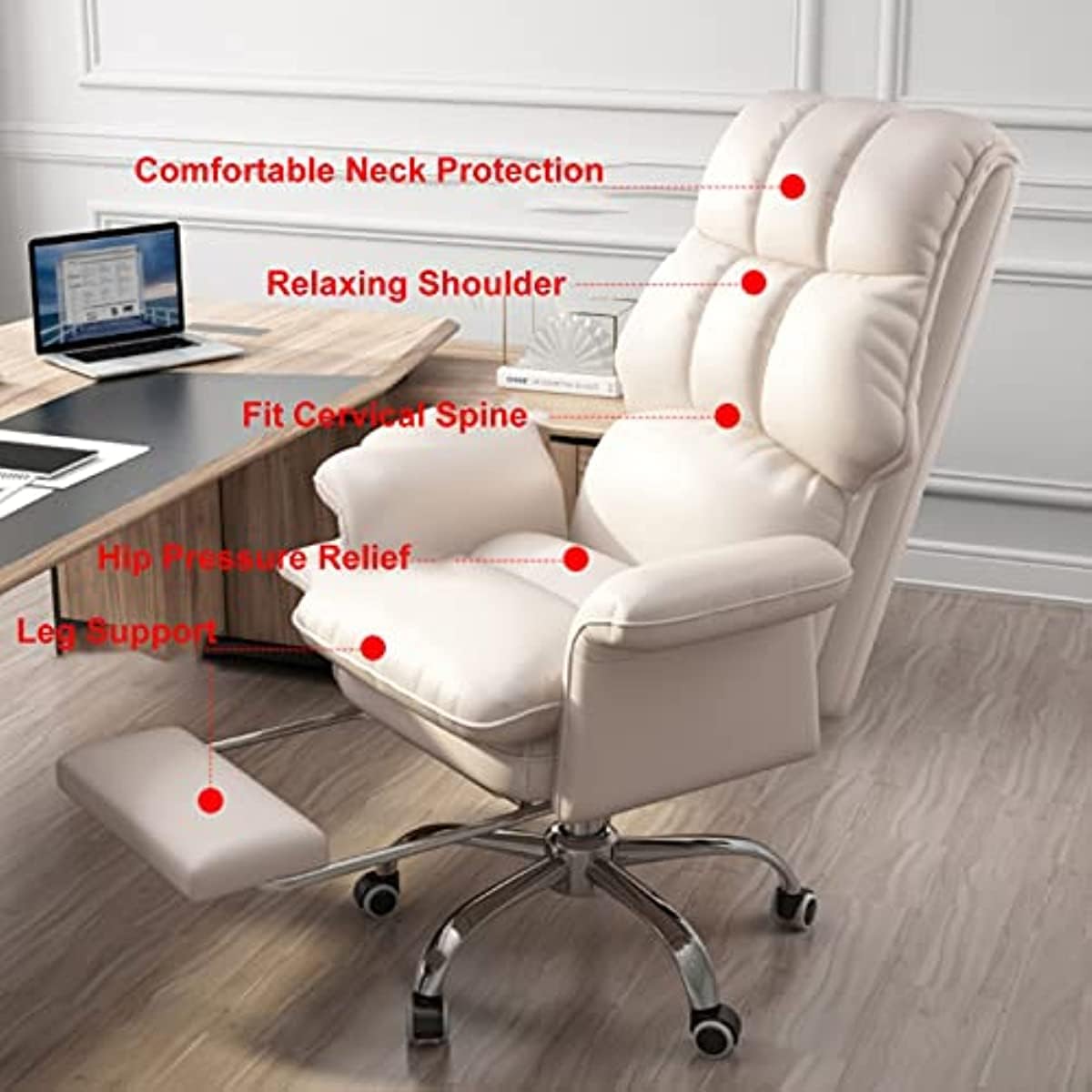 Managerial Chairs, Computer Chair with Wheels and Ar?ms, Home Reclining Office Chair, with Back Support Comfortable Boss Chairs, Gaming Seat Sedentary Sofa Chair, Swivel Ba,Pink-One Side