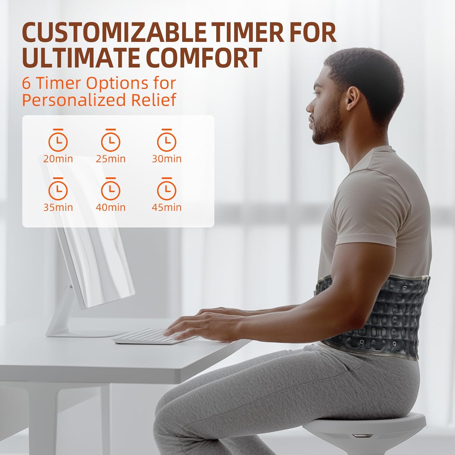 Red Light Therapy Decompression Back Belt with Heating, Vibration Massage & Electric Pump, Cordless Inflatable Back Brace for Lower Back Pain Relief, One Size Fits 29–49