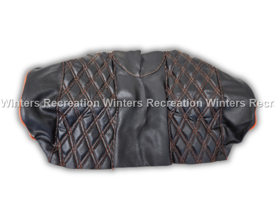 Club Car Precedent, Front Seat Cover, Black with Black Double Diamond Tuck with Orange Stitching & Piping