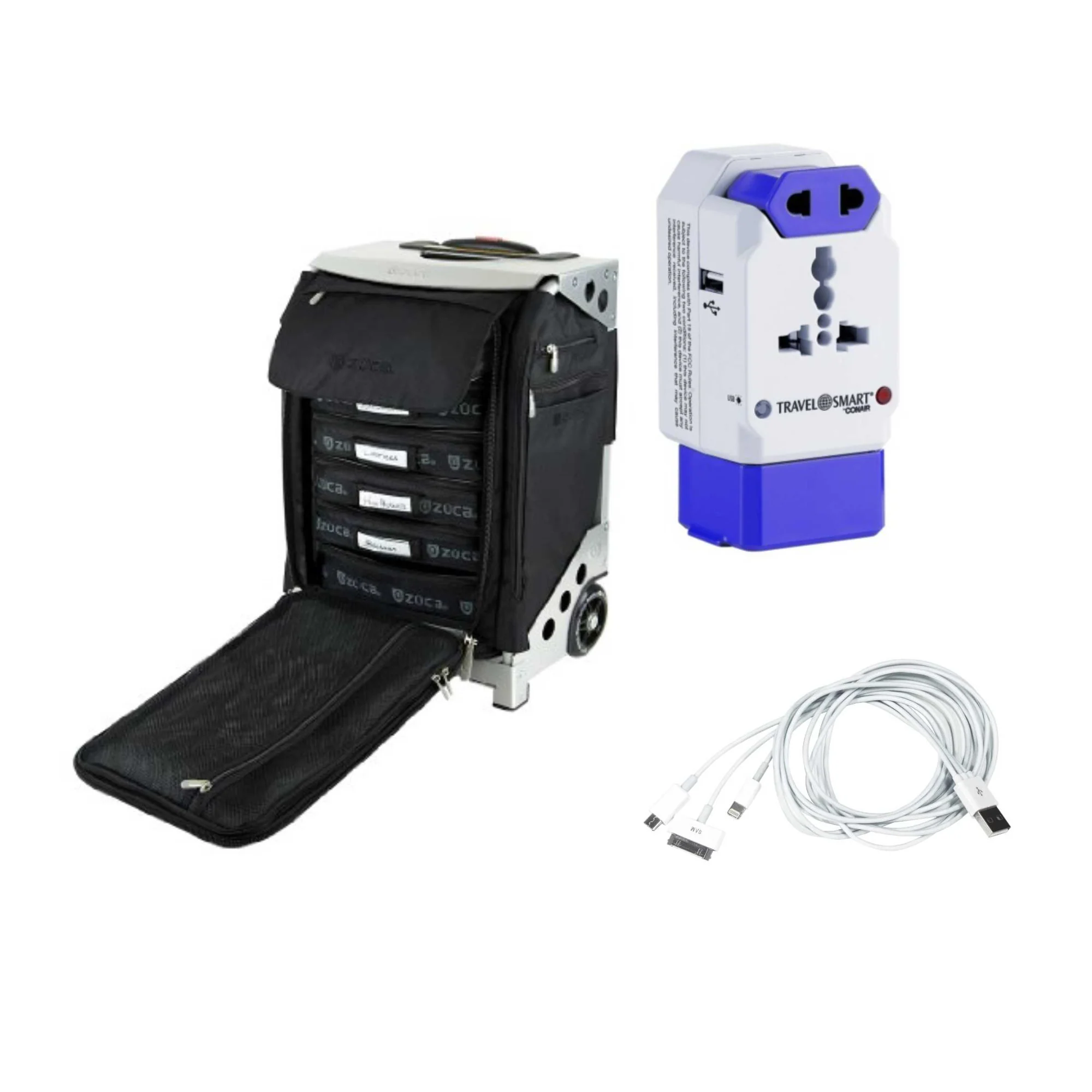 Zuca Flyer Artist (Silver) w/ International Power Adapter and Phone Charge Cable