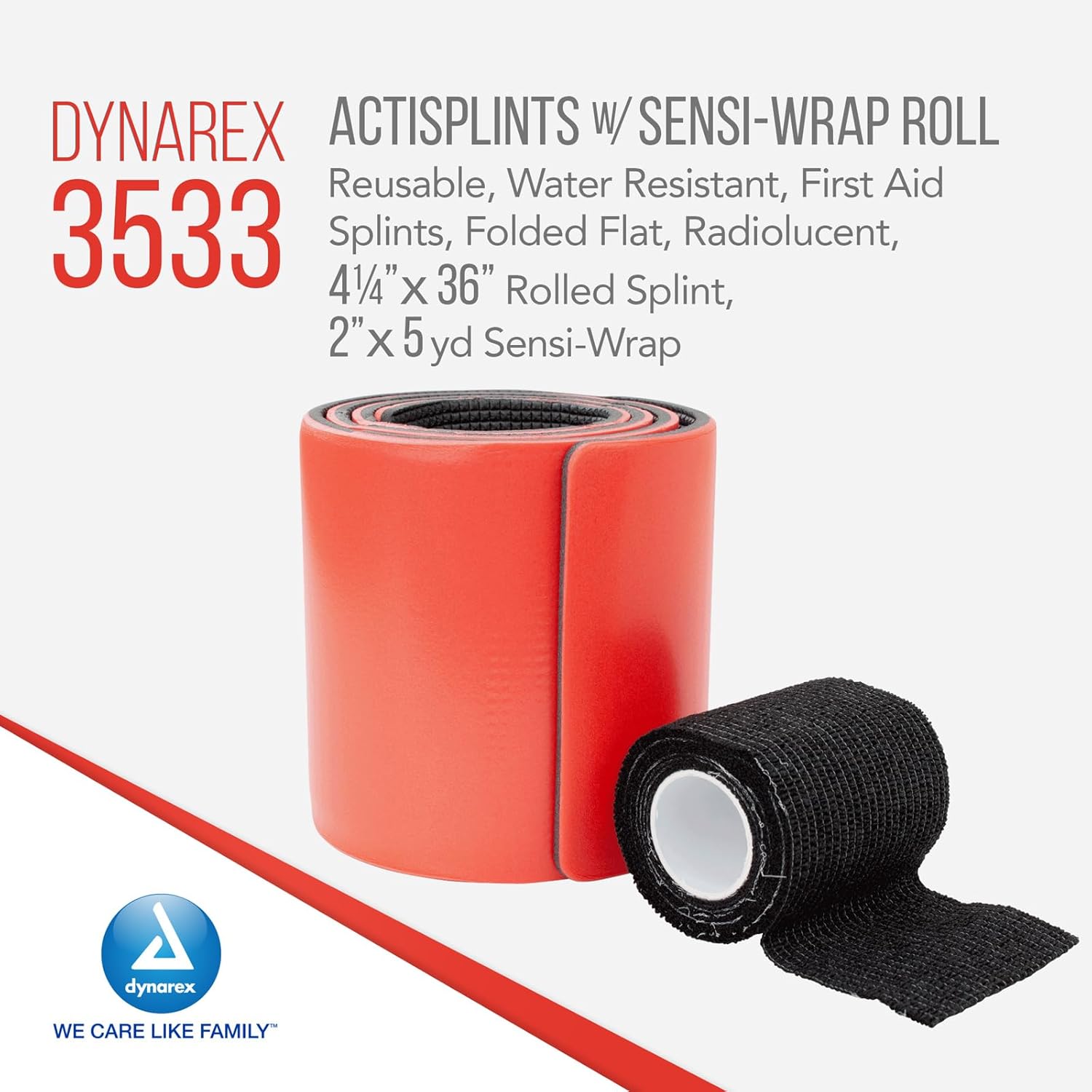 Dynarex Multipurpose ActiSplints - Reusable Waterproof First Aid Splints for Emergency Medical Supplies & Sports Medical Kit - 4¼