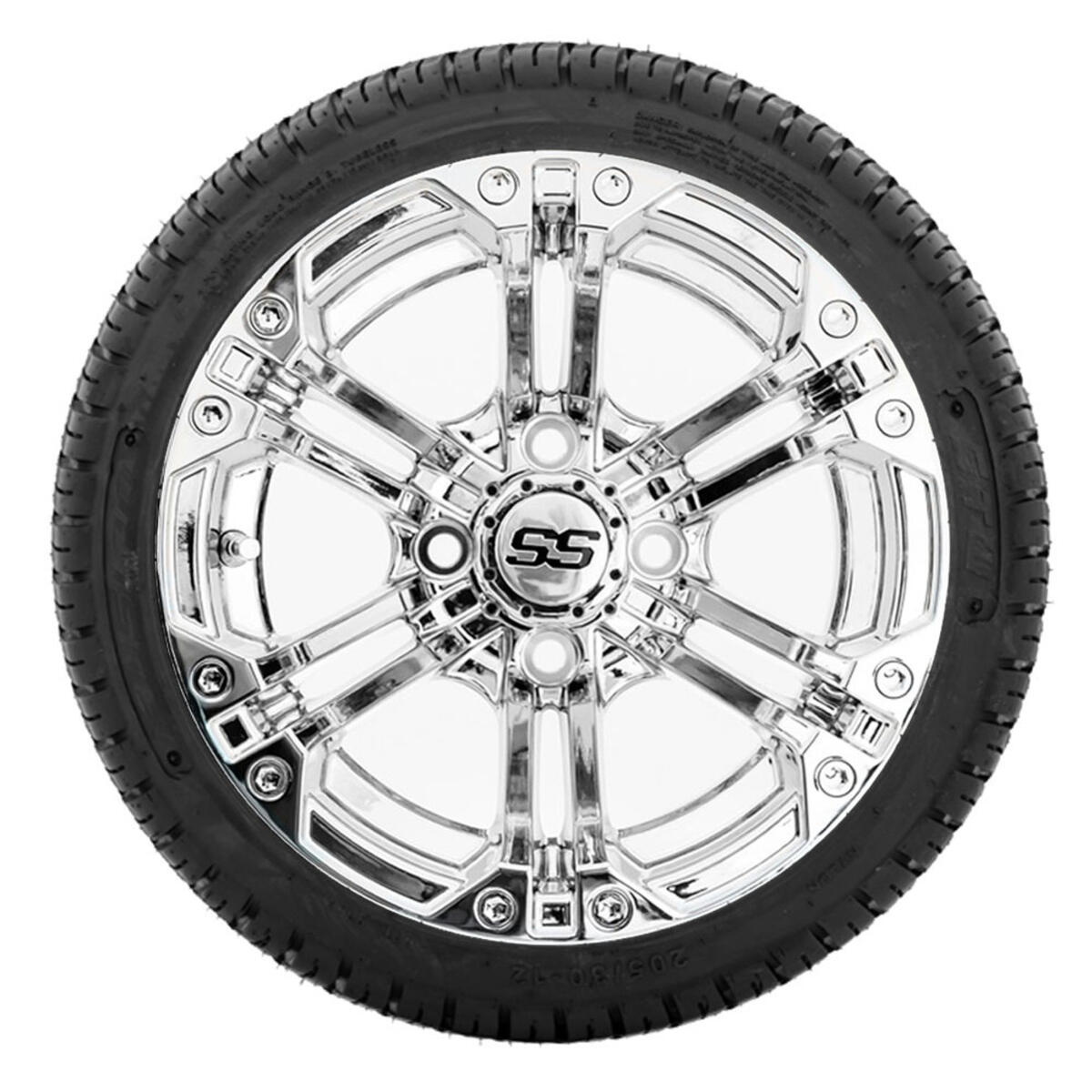12” GTW Specter Chrome Wheels with 18” Fusion DOT Street Tires – Set of 4