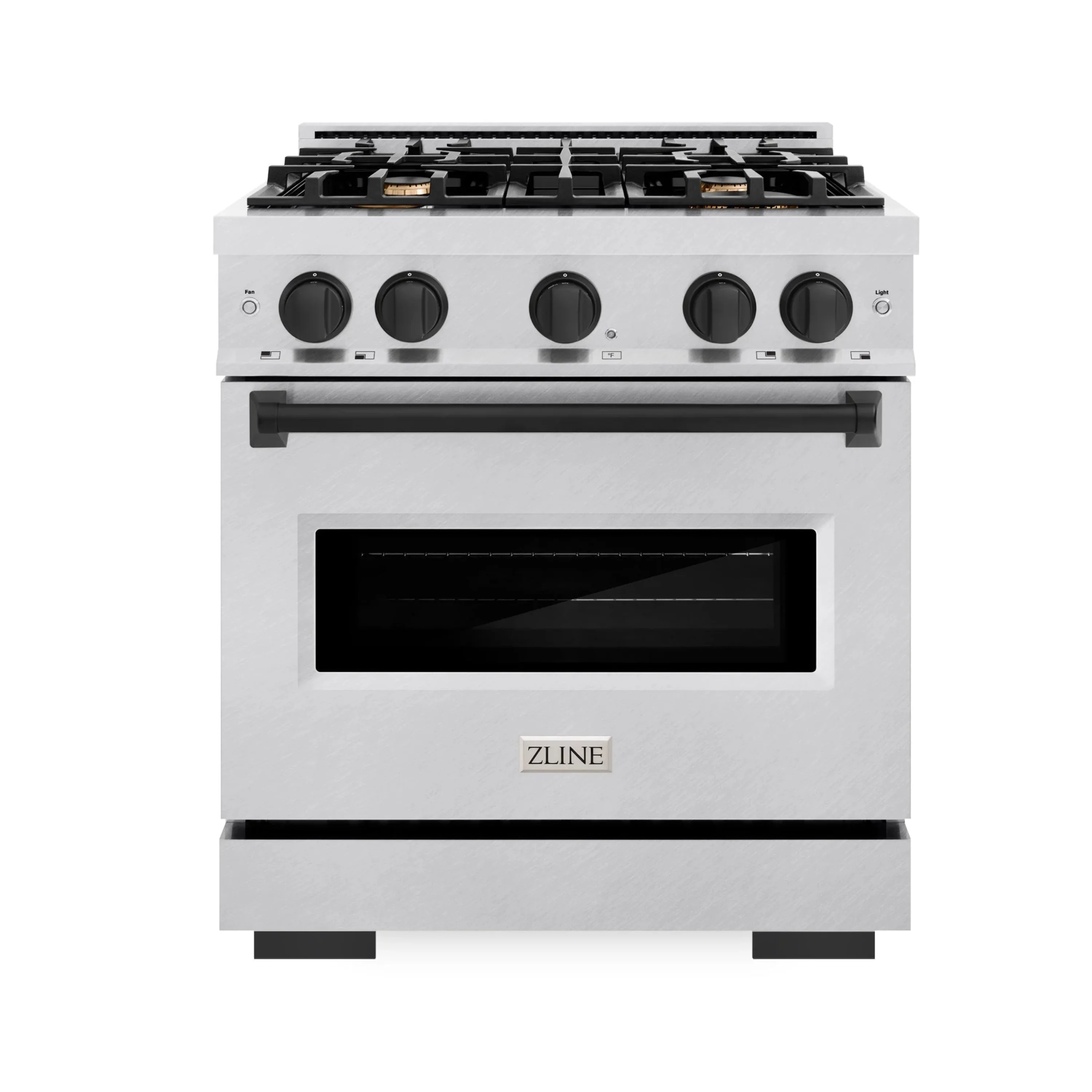 ZLINE Autograph Edition 30-Inch Classic Series Dual Fuel Range with 4 Gas Burner Cooktop and 4.2 Cu. Ft. Electric Convection Oven in Satin Stainless Steel with Matte Black Accents (CDRSZ-30-MB)