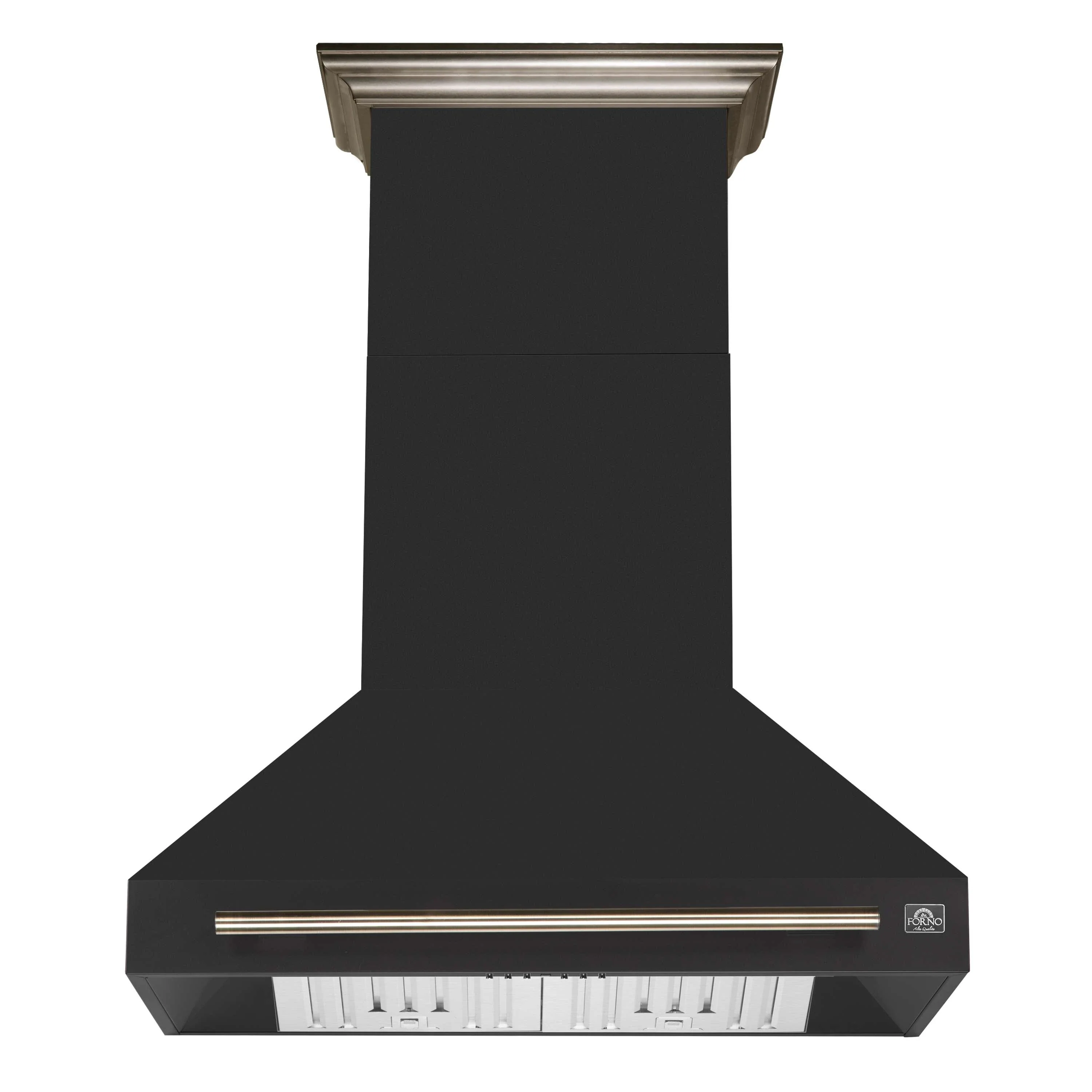 Forno Aria 36-Inch Wall Mount Range Hood in Black with Brass Handle (FRHWM5095-36BLK)