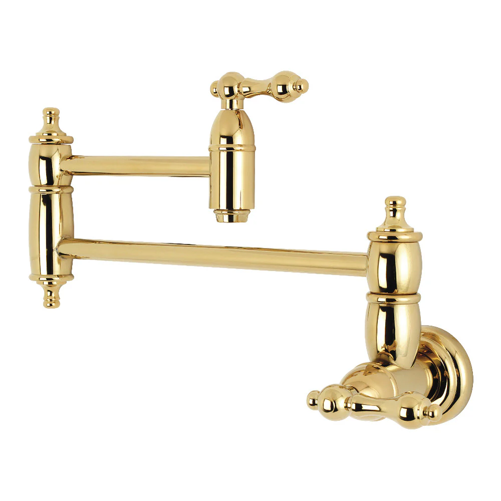 Kingston Brass Restoration Wall Mount Pot Filler Faucet, Polished Brass (KS3102AL)
