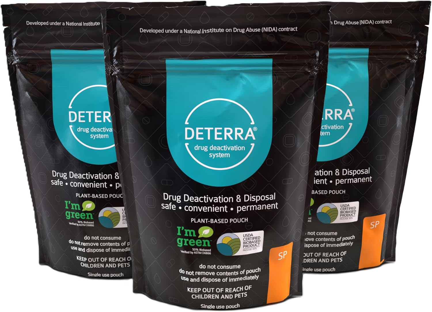 Deterra-SP - Drug Deactivation and Medication Disposal System - Safe Medication, Pill, and Liquid Destroyer - Plant-Based Small Stand-Up Pouch (25-Pack)