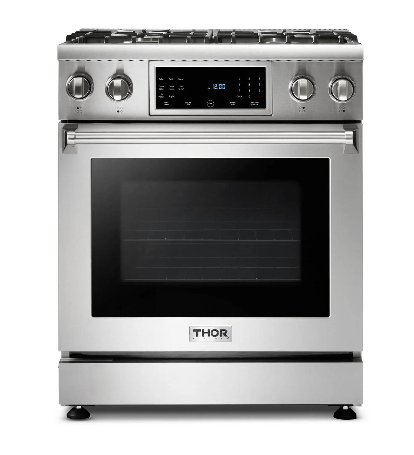 Thor Kitchen 30-Inch Natural Gas Range with 4.55 Cu. Ft. Self-Cleaning Oven and Tilt Panel in Stainless Steel (TRG3001)