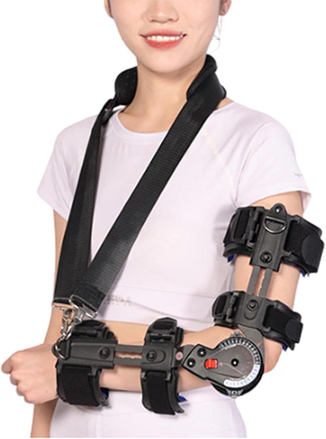 Adjustable Hinged ROM Elbow Brace Support Unisex Adjustable Elbow Splint Immobilizer Post OP Arm Injury Recovery Elbow Fracture Fixation,Left