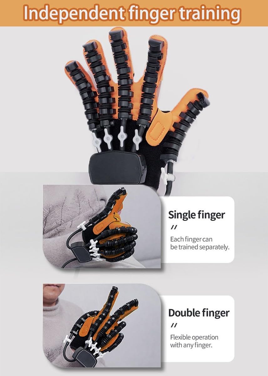 Rehabilitation Robot Gloves, Stroke Rehabilitation Aids, Hemiplegia Finger Rehabilitation Trainer, Rehabilitation Training Gloves, Finger Splint(A,Right Hand M)