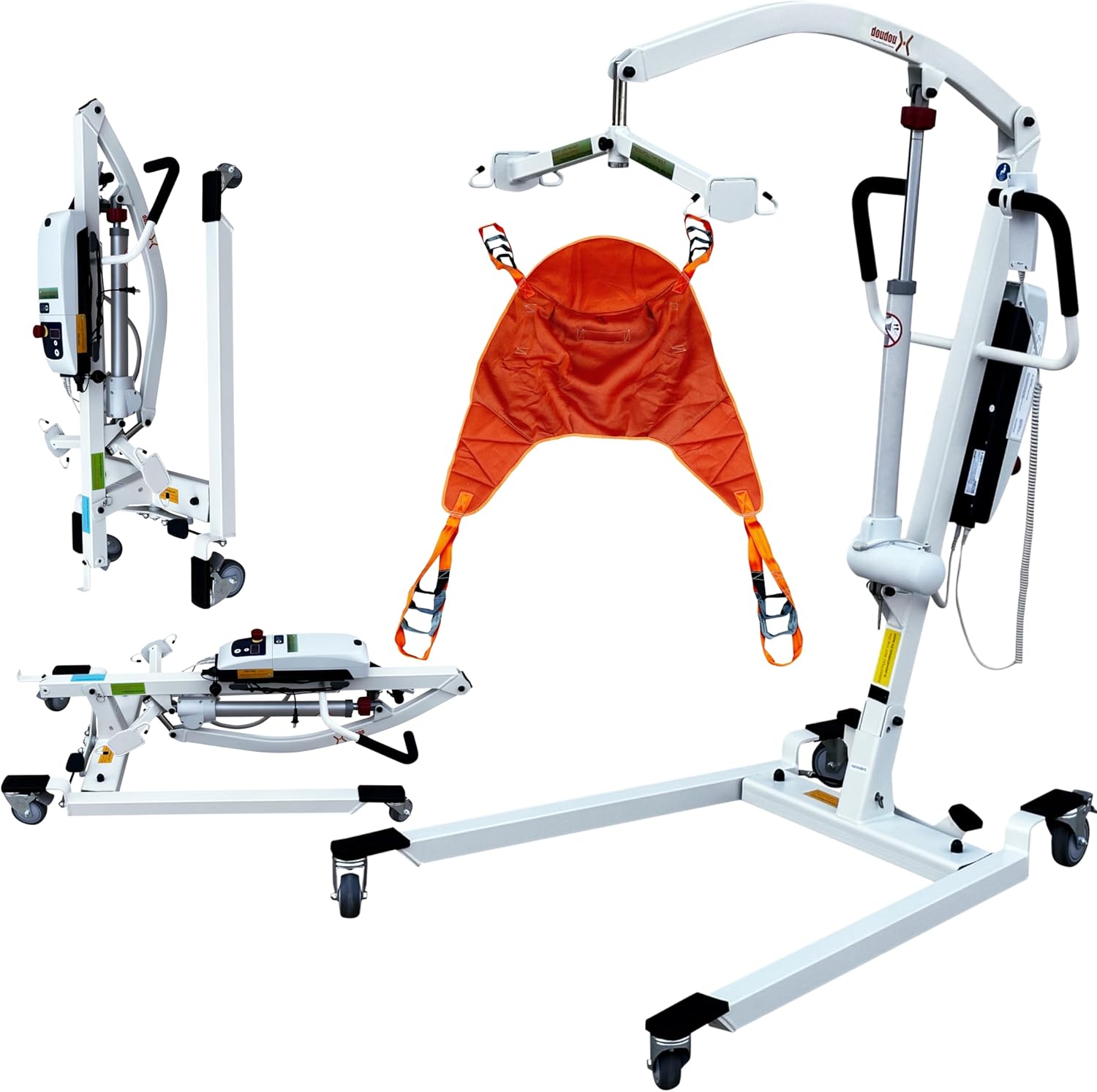 doudouX 3-in-1 Electric Patient Lift for Home use and car Transfer, with Luxury High-Back Universal Sling, 450LBs Capacity
