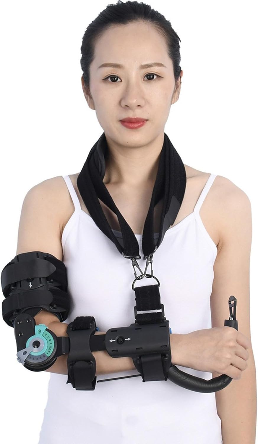 Hinged Elbow Brace Range of Motion Support Sling Stabilizer for Dislocated Arm Adjustable Splint & Shoulder Strap Adjustable Post Elbow Brace,Left-Left