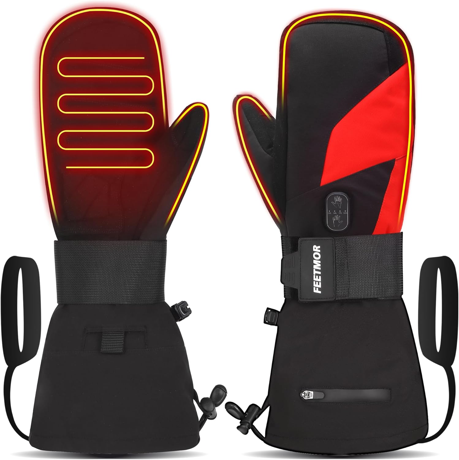 Heated Mittens for Women Men - Electric Rechargeable Dual-Heated Ski Touchscreen Winter Gloves for Arthritis Raynaud Snowboarding Camping Hiking Skiing