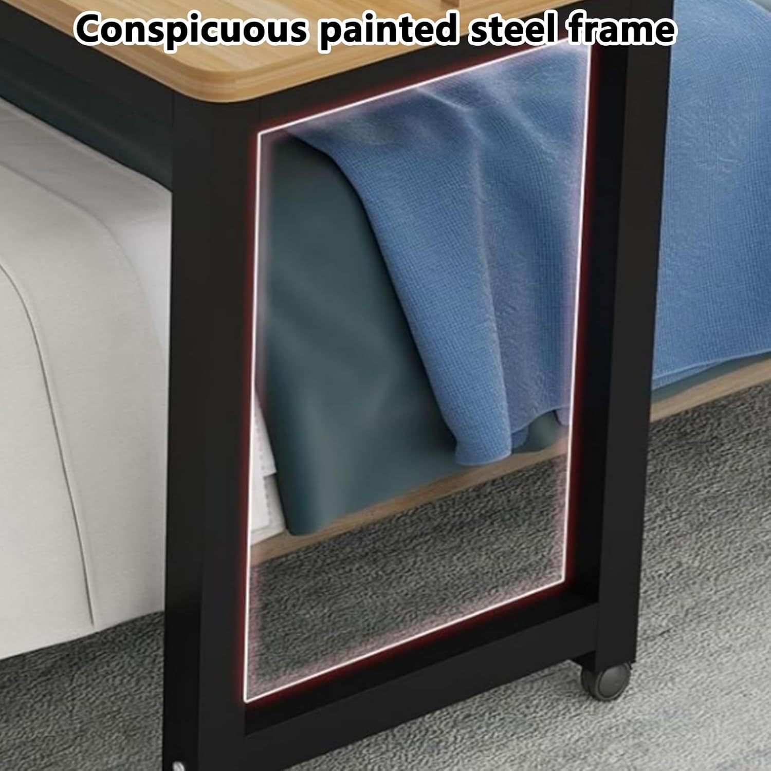 Over Bed Table with Wheels, Generic Overbed Table, Rolling Bed Table with Baffle, Dining Tables Or Laptop Bed Tables for Home Office Hospital Workstation(White A,120cm/47.2in)