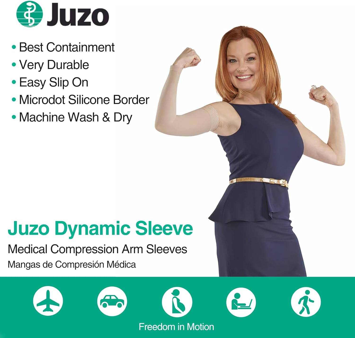 Juzo Dynamic Compression Arm Sleeve 30-40 mmHg, Silicone Dot Band | Compression Arm Sleeves for Men/ Women for Severe Lymphedema and Lipo-Lymphedema Treatment