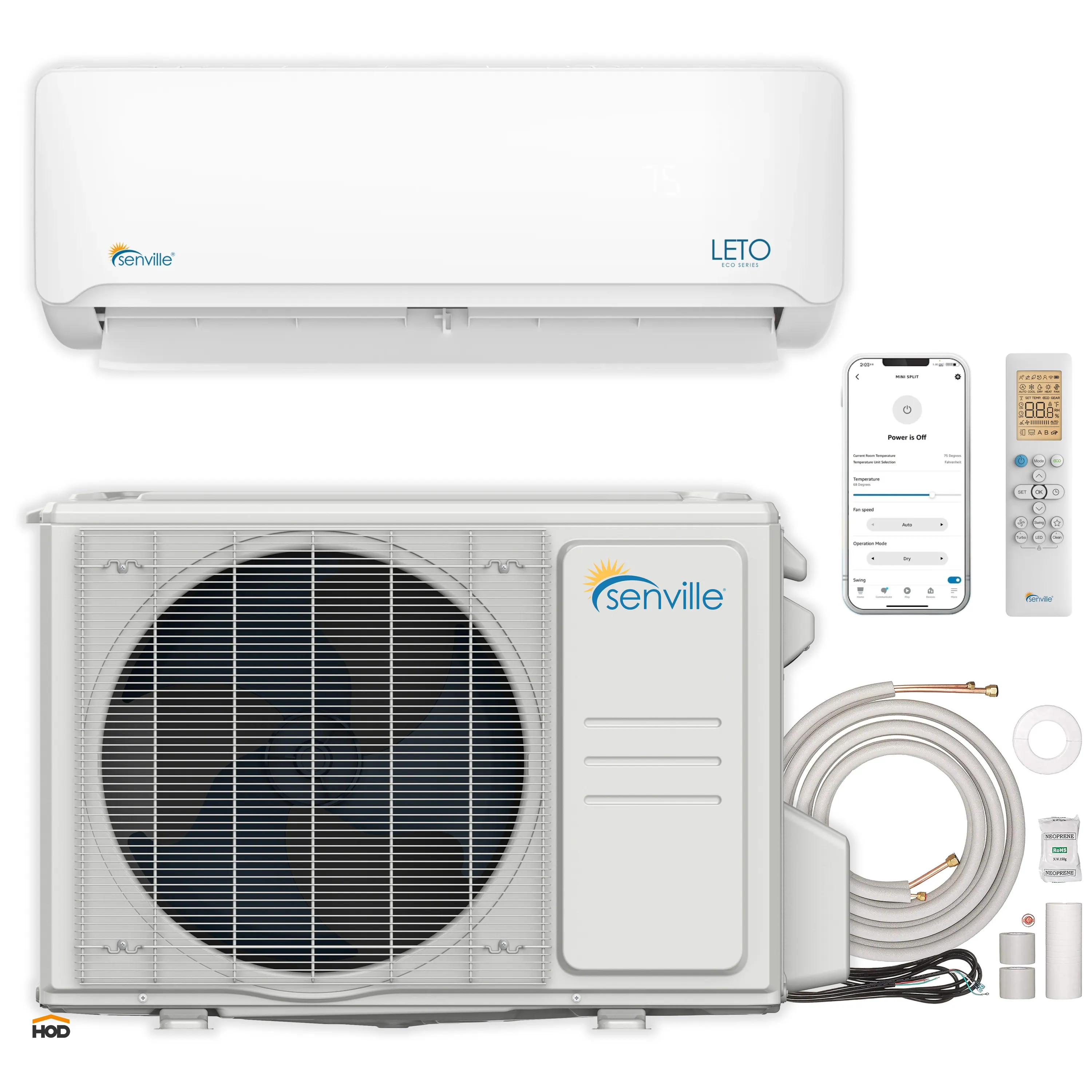 Senville LETO Series 12K BTU Mini Split with 21.3 SEER2, 230 Ductless Air Conditoner and Heat Pump Condenser with Wall Mount Air Handler (SENL-12CD/220)