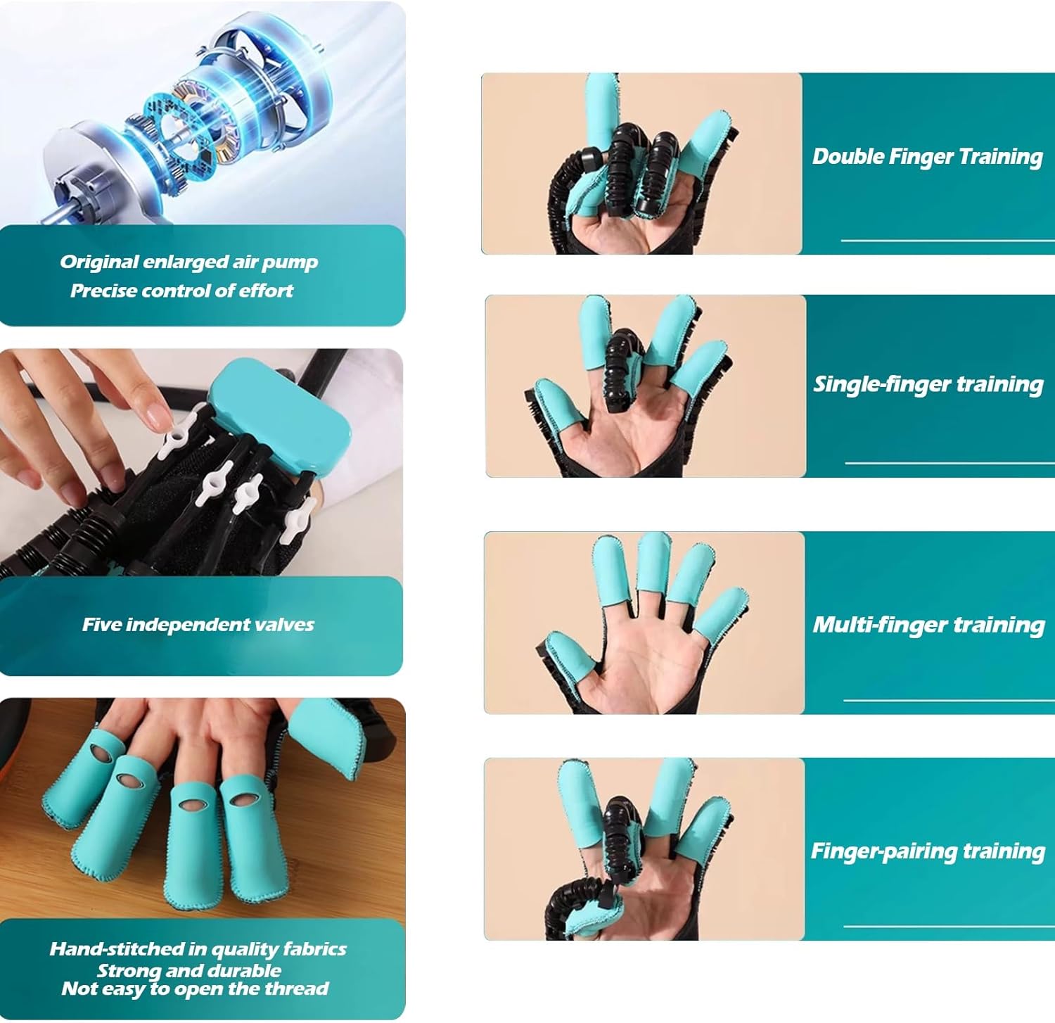 WOLWES Hand Rehabilitation Robot Gloves, Functional Hand Stroke Recovery Equipment For Hand Dysfunction Patients, Stroke Rehabilitation Gloves,Self Training Finger Rehabilitation Device(Left hand,L)